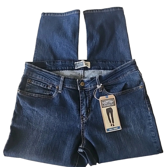 Women's Signature Levi's Strauss Mid Rise Ankle Skinny Dark Jeans Size 16 Misses - Picture 2 of 8